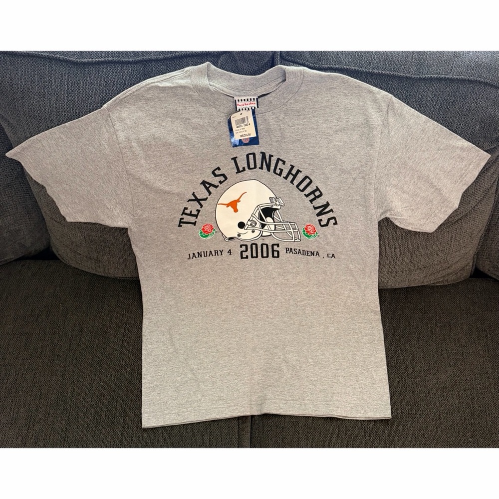 Brand New Vintage TX Longhorns National Championship 2006 Rose Bowl Tee Y2K